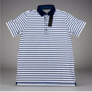 Greyson Blue and White Striped Polo Shirt